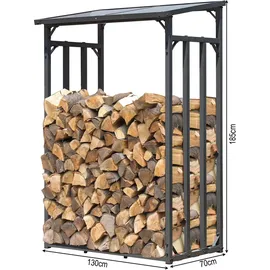Quick Star Kaminholzregal Metall 130 x 70 x 185 cm mit Wetterschutz Anthrazit