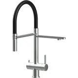 VIZIO 3 Wege Wasserhahn Küchenarmatur Edelstahl Massiv mit 360° schwenkbarem Auslauf abnehmbare 2 strahl Handbrause Gebürstet