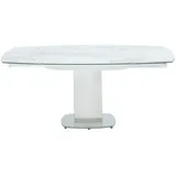 Vente-Unique Esstisch, Weiß, Glas, Keramik, Uni, Oval, 120x75x90 cm, Esszimmer, Tische, Esstische