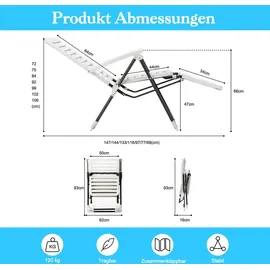 Costway Gartenliege 7-Fach verstellbar 2 St. 62 x 200 x 30 cm weiß