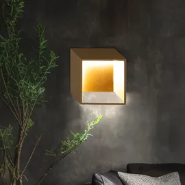 WOFI Wandlampe Innen LED Modern Wohnzimmer Wand LED Lampe Treppenhaus Innen goldfarben, Down Strahler Metall, 5,5w 400lm Warmweiß, Lxbxh 25x9,2x25 cm, Wofi 4416.01.15.8000