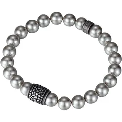 Kingka Perlenarmband »Schmuck Geschenk Edelstahl Armschmuck Reptil, OSB-2213SGR-PEA-Anti«, mit Muschelperle Kingka edelstahlfarben-schwarz-silbergrau