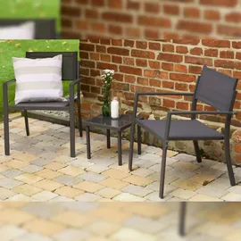 Goplus 3tlg. Gartenmöbel mit 2 Gartenstühlen & Beistelltisch, Balkonmöbel Terrassenmöbel, Sitzgruppe Sitzgarnitur Outdoor, Anthrazit