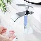 Ubeegol - Wasserhahn Bad wasserfall Badarmatur Waschtischarmatur für Badezimmer Einhandmischer Waschbecken Armatur Verchromt Edelstahl