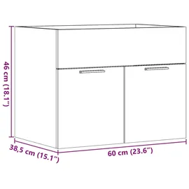 vidaXL Waschbeckenunterschrank Betongrau 60x38,5x46 cm Holzwerkstoff
