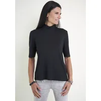 Seidel Moden Stehkragenshirt SEIDEL MODEN, Damen, Gr. 48, schwarz, Jersey, Obermaterial: 96% Viskose, 4% Elasthan, unifarben, figurumspielend hüftlang, Rundhals, abgesteppte Kante, Shirts Stehkragenshirt, im hüftlangen Schnitt, MADE IN GERMANY