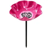 Orsefeliy Vogeltränke Blume Garten, Wassertränke für Vögel, Vogeltränke Metall Stehend Winterfest, Handgefertigt Gartenstecker Vogeltränke für Außenbereich, Rasen, Gartendekoration (Magenta)