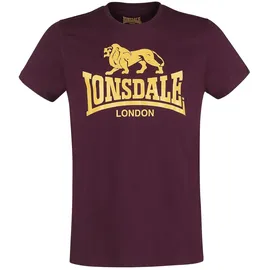 Lonsdale Herren T-Shirt Normale Passform Logo L, Vintage Oxblood