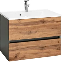 WELLTIME Waschbeckenunterschrank WELLTIME "Lucca", grau (eichefarben, eichefarben, graphit), B:60cm H:56cm T:47cm, Schränke, Waschbeckenunterschrank, Badmöbel, Waschtisch inkl. Waschbecken, Breite 60 cm