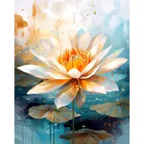 TISHIRON Weiße Lotus Malen nach Zahlen Erwachsene, Schlafen Malen nach Zahlen, Malen nach Zahlen de Pinsel und Acrylfarbe, 16X20 Inch Blumen Flammen Malen nach Zahlen Erwachsene Familie und Freundes