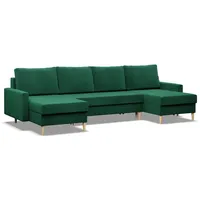 mebligo Eckcouch Textil 4-Sitzer Grün