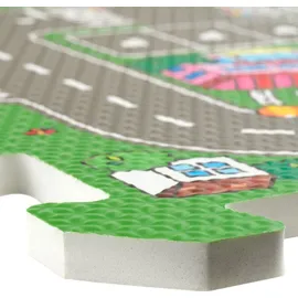 Tectake tectake® Puzzlematte Mycity 9-teilig, mit Stadt- und Straßenmotiv 90,5 x 90,5 cm Bunt
