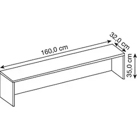 Hammerbacher Thekenaufsatz gerade, weiß 155,0 x 32,0 x 35,0 cm