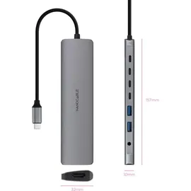 NANOCABLE 10.16.4608, USB-C Hub, Grau,