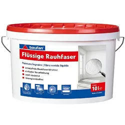 Baufan Flüssige Rauhfaser, Dispersionsfarbe in 5 & 10 L, matte Wandfarbe mit Rauhfaserstruktur, Weiß