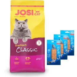 JOSERA JosiCat Classic Sterilised 18kg + Love4Pet Lachsfilet 3x30g Lachsfilet