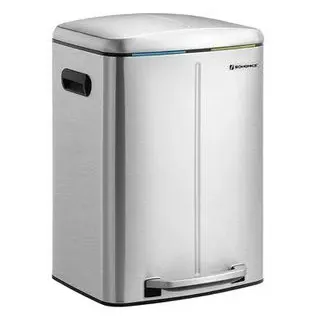 Songmics Mülleimer silber, Metall, 2 x 20 Liter
