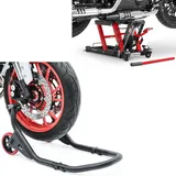 Set: Hebebühne Midlift L bis 680 kg rot ConStands mit Vorderrad Montageständer Falcone-2 Motorradständer mit L-Aufnahme