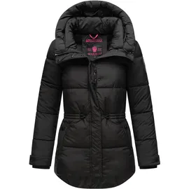 Marikoo Damen, Winter Jacke gesteppte Winterjacke Stepp warm B947 [B947-Akum-Schwarz-Gr.XL] - XL (42), schwarz, 100% Polyester, Jacken Winterjacke, mit tailliertem Schnitt