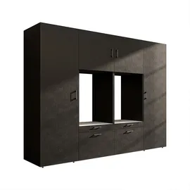 roomartstore.de SERIE-II Waschmaschinenschrank 254 cm Schwarz Eiche Holz