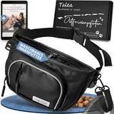 Ostfriesenpfoten® Leckerli-Bauchtasche 'Talea' für Hunde aus Kunstleder - wechselbares & waschbares Innenfutter - Leckerlitasche mit Einhandmagnetverschluss - Schwarz