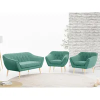 MKS MÖBEL Sofa PIRS 2 1 1, Pirs Loungesofa und Zwei Sessels, Moderne Sofa Set, Skandinavische Deko blau
