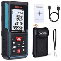 TACKLIFE 50m Laser-Entfernungsmesser, Lasermessgerät, USB-Aufladung, ±2 mm Genauigkeit, elektronischer Winkelsensor, 99 Speicher, m/in/ft/ft+