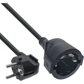InLine Strom-Verlängerung Schutzkontakt Stecker gewinkelt/Buchse, schwarz, 20m