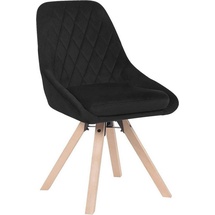 Woltu Esszimmerstuhl Drehstuhl, Küchenstuhl Polsterstuhl mit Samtbezug, Wohnzimmerstuhl, Design Stuhl, Beine aus Buchenholz, Schwarz,