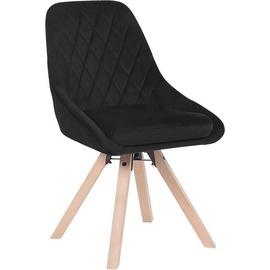 Woltu Esszimmerstuhl Drehstuhl, Küchenstuhl Polsterstuhl mit Samtbezug, Wohnzimmerstuhl, Design Stuhl, Beine aus Buchenholz, Schwarz,