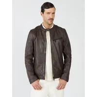 Maze Bikerjacke "42024136", Herren, Gr. S, braun, Obermaterial: 100% Lammleder. Futter: 100% Baumwolle. Ärmelfutter 100% Polyester. Taschenfutter: 100% Baumwolle, Jacken