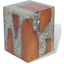 vidaXL Hocker Teak Massivholz und Harz