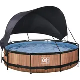 EXIT TOYS Wood Pool 360 x 76 cm inkl. Filterpumpe und Sonnensegel