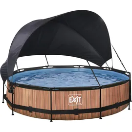 EXIT TOYS Wood Pool 360 x 76 cm inkl. Filterpumpe und Sonnensegel