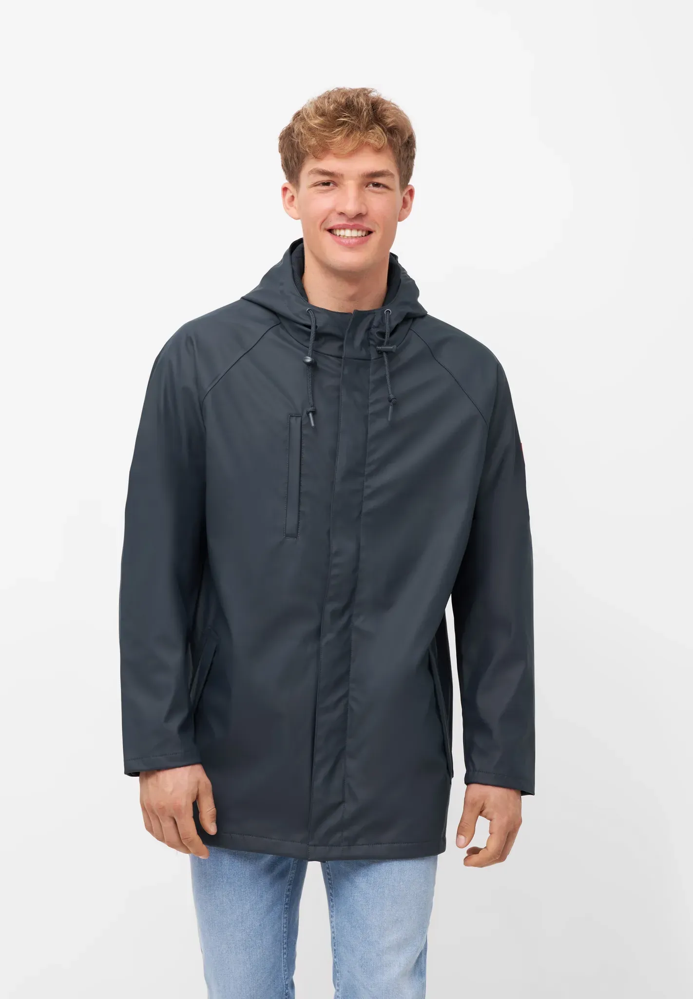 Regen- und Matschjacke DERBE "Passby_plain", Herren, Gr. L, blau (navy), Obermaterial: 100% Polyester; Futter: 100% Polyester, Basic, normal, Langarm Bündchen, Jacken, wasserabweisend, winddicht, Kapuze