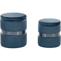Beliani Pouf mit Stauraum 2er Set DORIS Samtstoff Blau