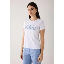 More & More T-Shirt Perlenschriftzug Weiß/Blau 34