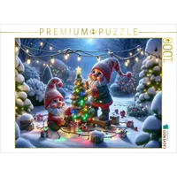 Calvendo Puzzle Winterwunderland im Zwergengarten: Festliche Vorbereitungen im Schnee