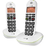 Doro PhoneEasy 100w duo Analoges/DECT-Telefon - Kabelloses Mobilteil - Freisprechei, Telefon, Weiss