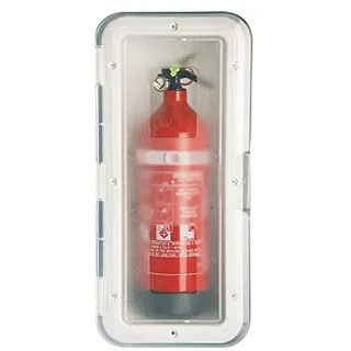 wellenshop Ablagefach für Feuerlöscher 1 od. 2 kg, Tür transparent, Staufach, Feuerlöscherhalterung, für Boot, Camper, Wohnmobil & Wohnwagen Farbe 2 kg