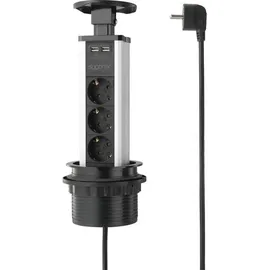 Sygonix Steckdosenleiste 1,5 m Schwarz/Silber 1 St.
