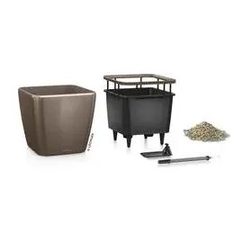 LECHUZA Quadro LS 28 Komplettset 28 x 28 x 26 cm taupe hochglanz