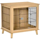 PawHut Hundekäfig aus Holz in Erhöhtem Design Haustier Natur 81 x 58,5 x 76 cm