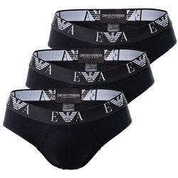 EMPORIO ARMANI Herren Slips 3er Pack - Briefs, Unterwäsche, Stretch Cotton schwarz S
