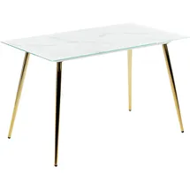 Beliani Esstisch Mulga Marmor Optik / Gold 120 cm 70 cm Sicherheitsglas