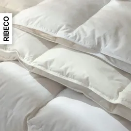 RIBECO GERMANY Daunenbettdecke 155x220 cm – Wärmeklasse: leicht – –kuschelige Decke mit Kassettensteppung, - Weiß