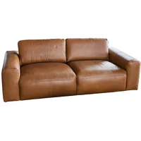 KAWOLA Sofa BODHI 3-Sitzer Leder hellbraun