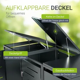 Juskys Mülltonnenbox Arel 3er 197 x 116 x 80 cm Anthrazit