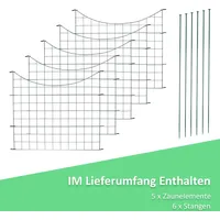 EINFEBEN Gartenzaun Drahtzäune Teichzaun Set Zaunset Zaun Steckzaun Gitterzaun Metall 11tlg Drahtzäune - Grün