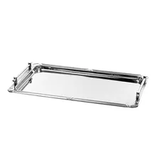 APS GN 1/1 System-Tablett Profi Line, Tablett aus Edelstahl 18/10, stapelbares, verschraubbares Tablett-System, hochglanzpolierter Dekorrand, massive Griffe verchromt, 32,5 x 53 cm, 5,5 cm